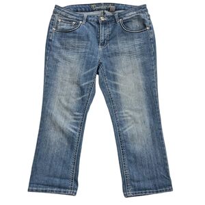 New Directions ND Weekend Embellished‎ Pockets Cropped Capri Jeans Sz 14 Stretch